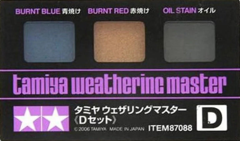 Tamiya Weathering Master Set D (Burnt Blue, Burnt Red & Oil Stain)