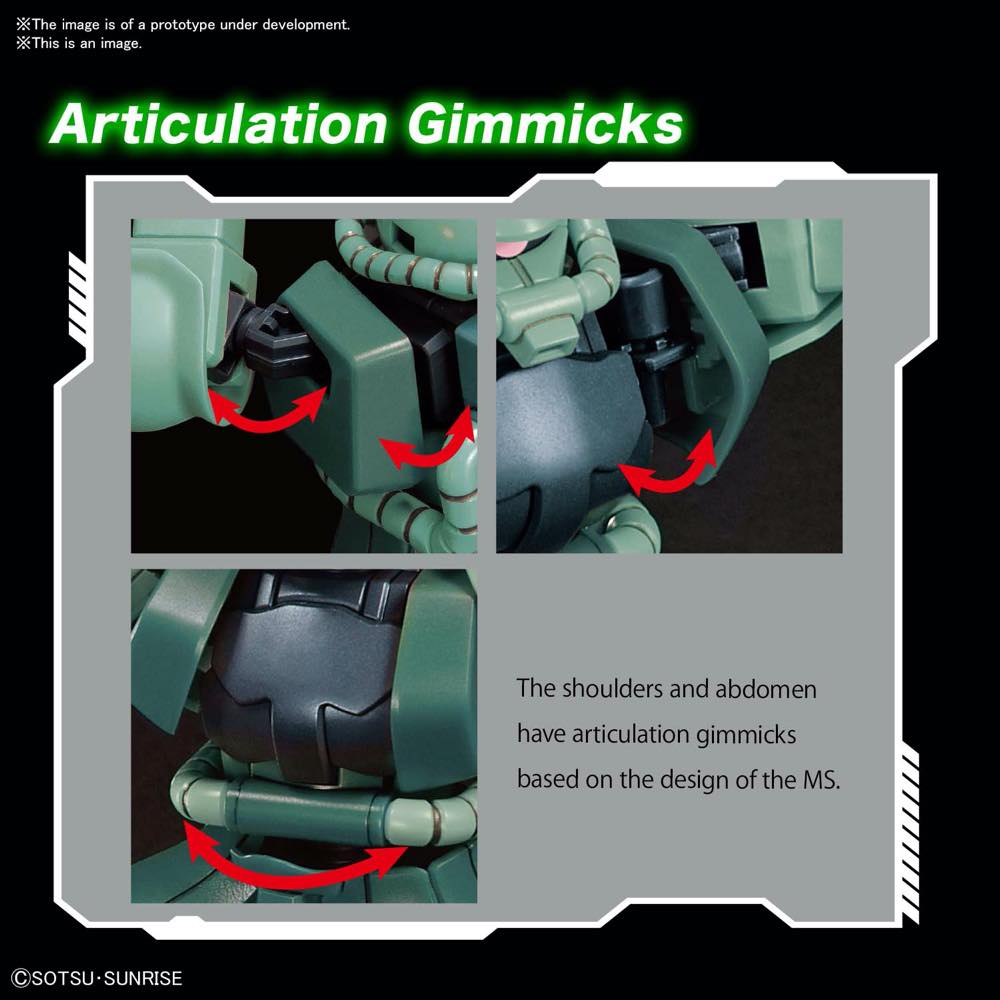 HGUC 1/144 MS-06 Zaku II — articulation features
